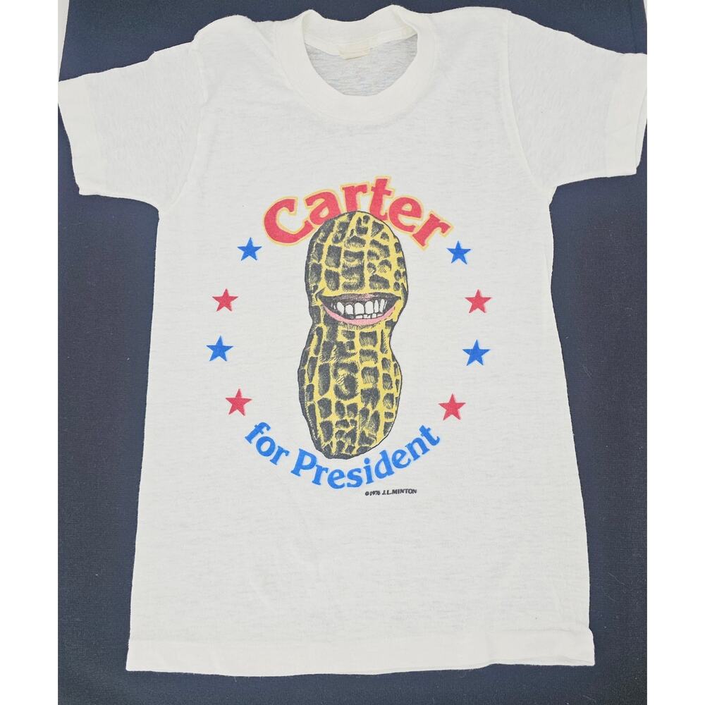 VTG 1976 Carter for President Glow in Dark Peanut Youth T-Shirt Top M 10-12 4050